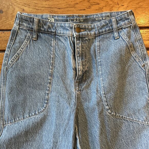 J. Crew Sailor Slim Wide-Leg Jean in Morning Sky Wash Sz 28 - Picture 3 of 6